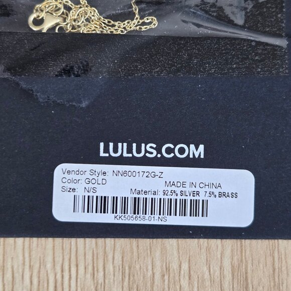 New Lulus Gold Rhinestone Drop Necklace Sterling Silver Chain Adjustable NWT - Picture 11 of 17